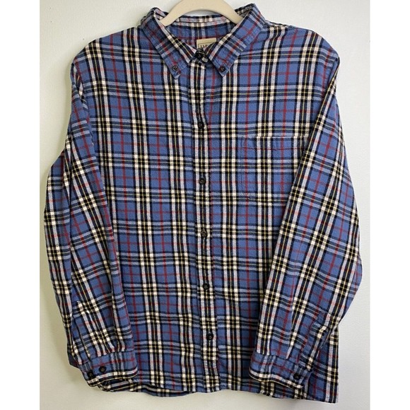LL Bean Men's Flannel Shirt XL Plaid Long Sleeve Blue/Yellow/Red - Picture 1 of 7